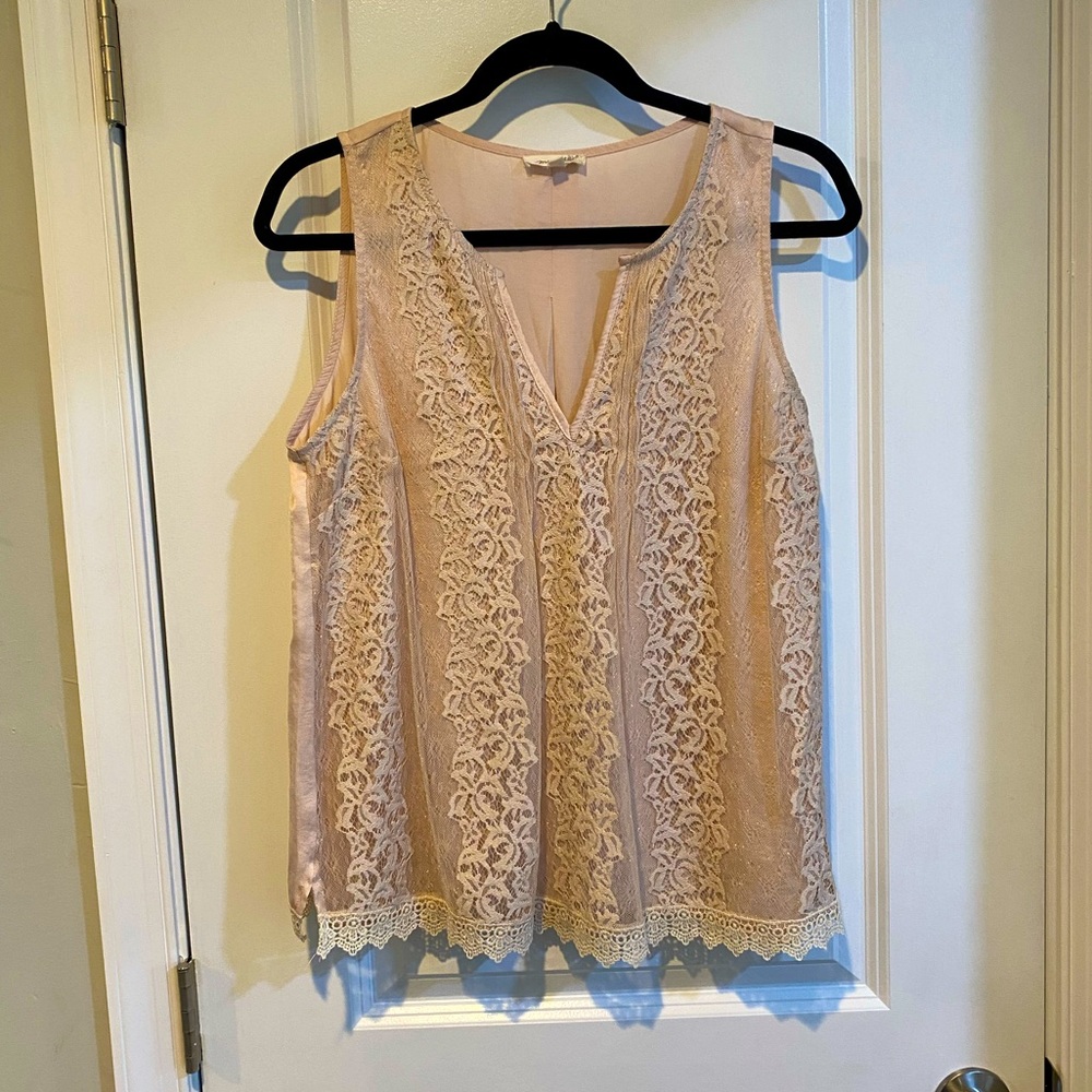 Mystree Blush Pink Lace Top Lightweight shimmer